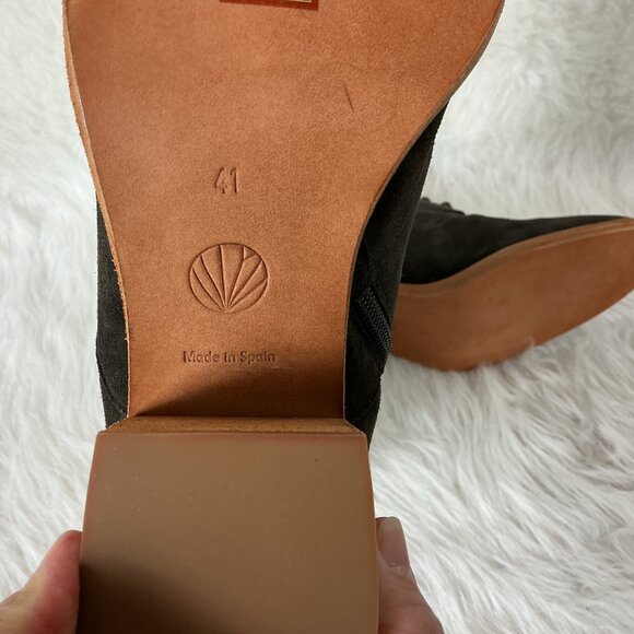 Coclico Brown Suede Lace Up Block Heel Side Zip Bani Boots EU 41 US 10 - Picture 8 of 10